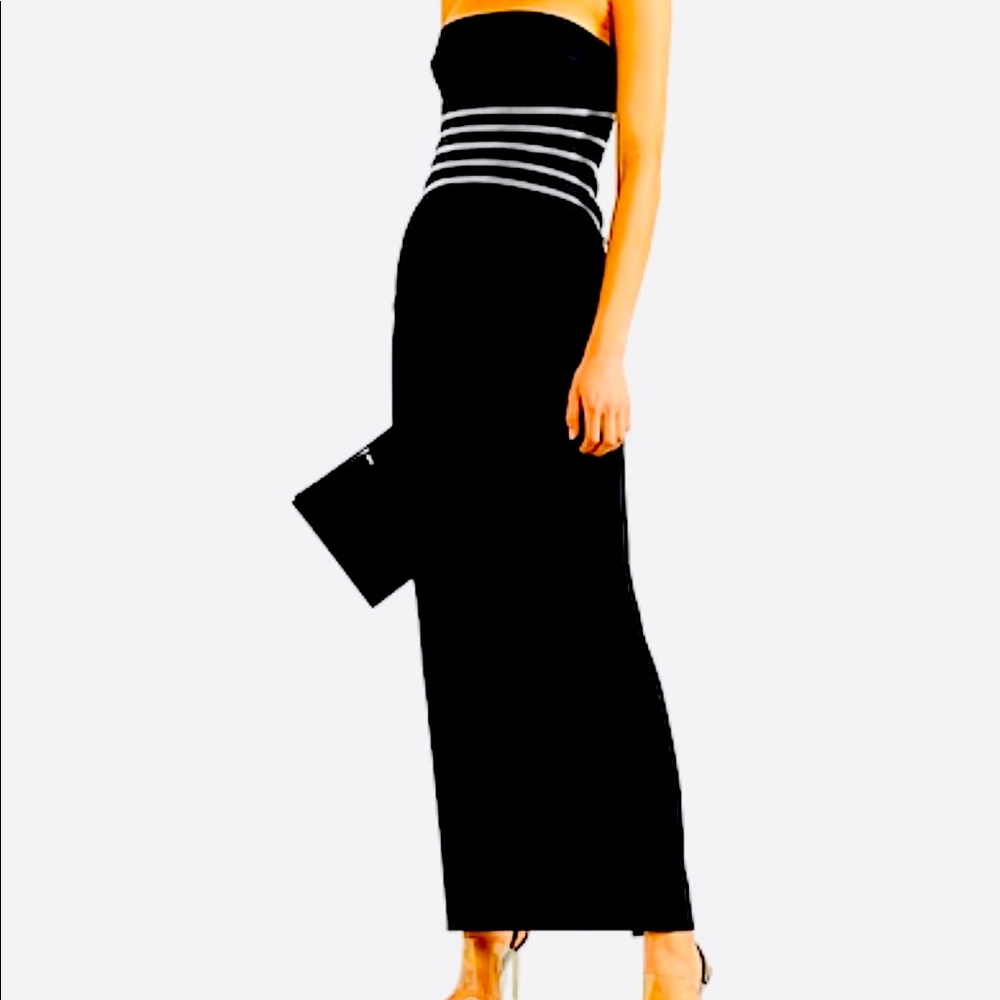 NWOT Alexander Wang Strapless Zip-detailed cotton-blend crepe Gown Black in 0